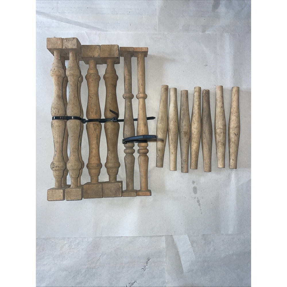 Wooden Chair Spindle Set 15 pcs Vintage Project Craft Building Furniture Art